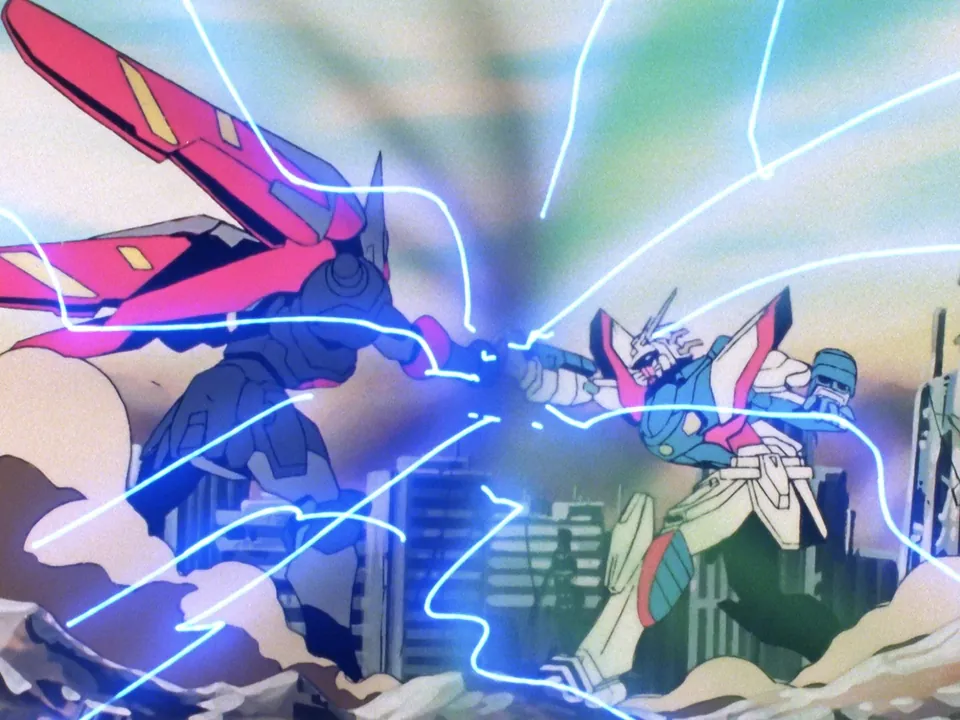 第14話でシャイニングガンダムが光をまとって攻撃する場面