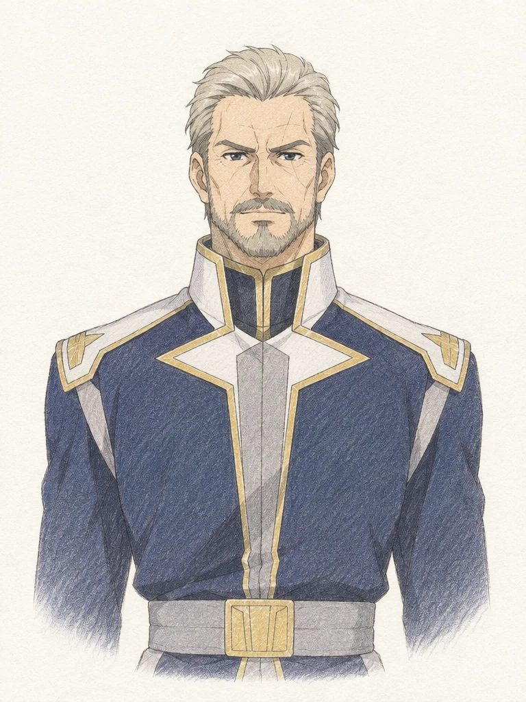 ラスタル・エリオンをイメージした色鉛筆風イラスト